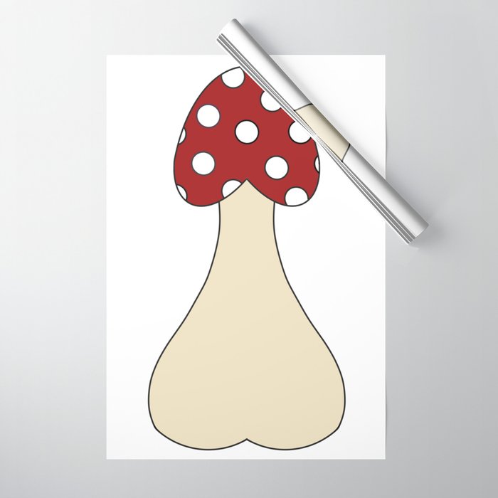 Red Mushroom Wrapping Paper by Sex Art